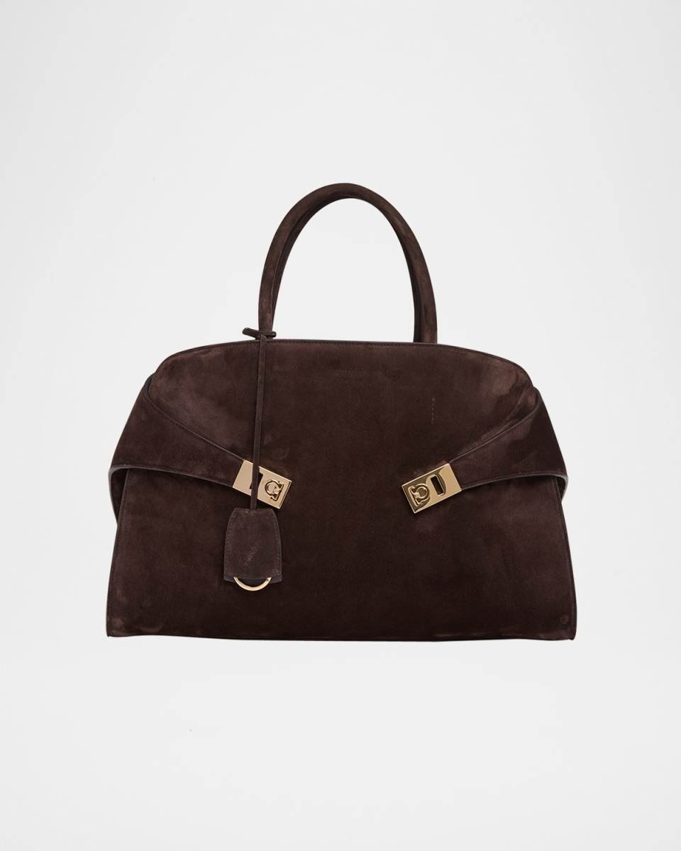 Large Hug Suede Top-Handle Bag